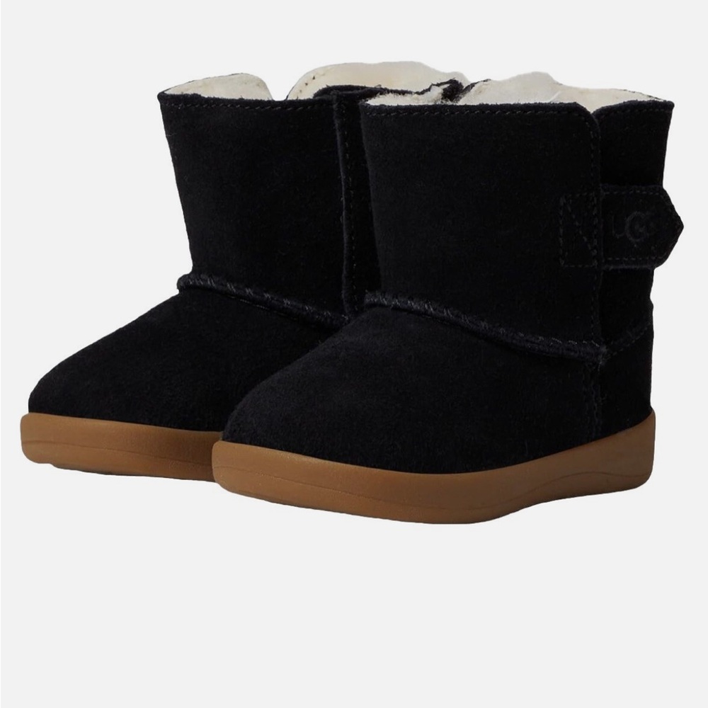 Baby Newborn UGG Keelan Black Suede Fur Crib Boots  Size 0/1  0-6 month, NWOT